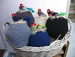 tea cosies hen blues black slate